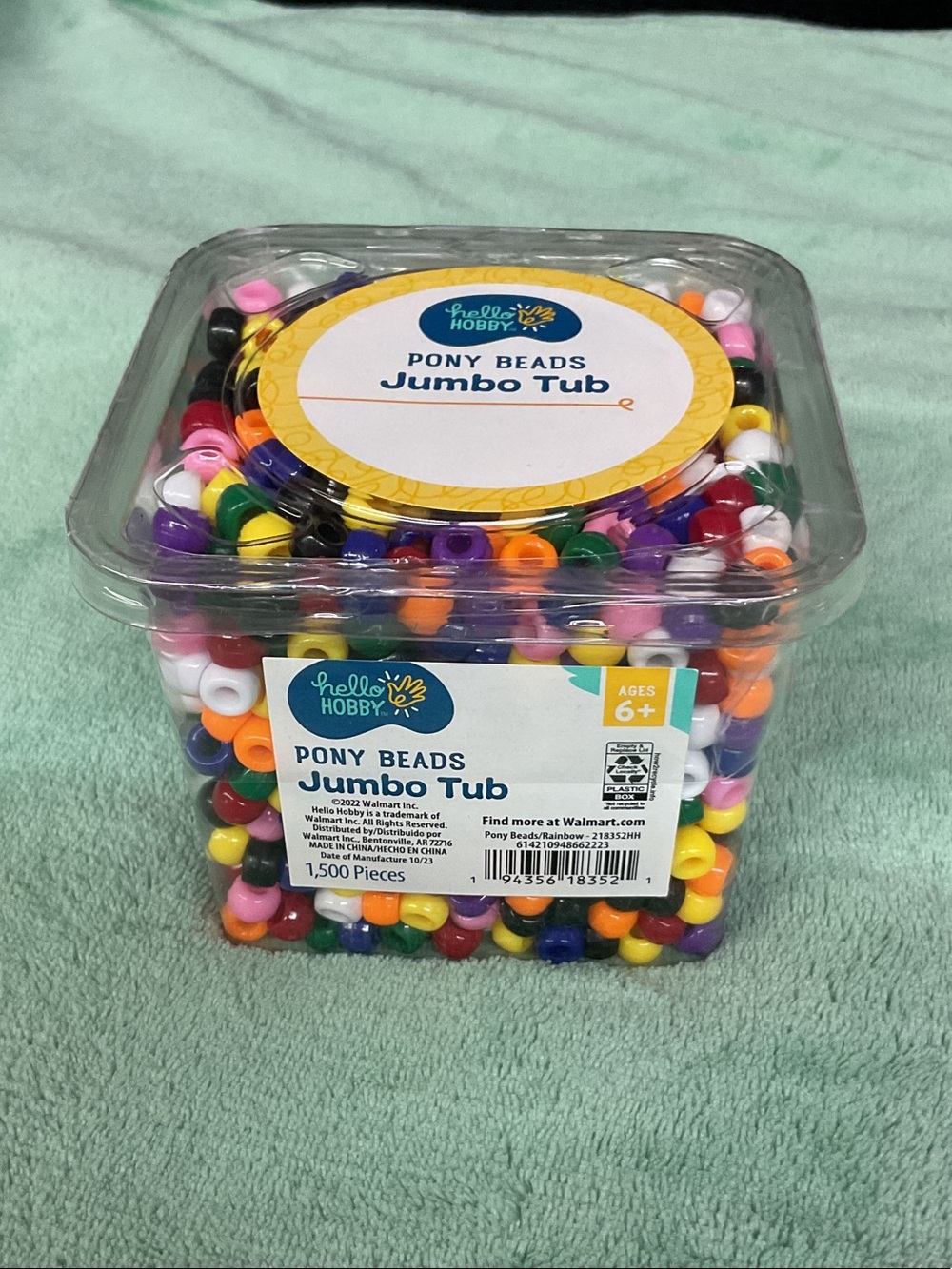 Multicolor Pony Beads Jumbo Tub